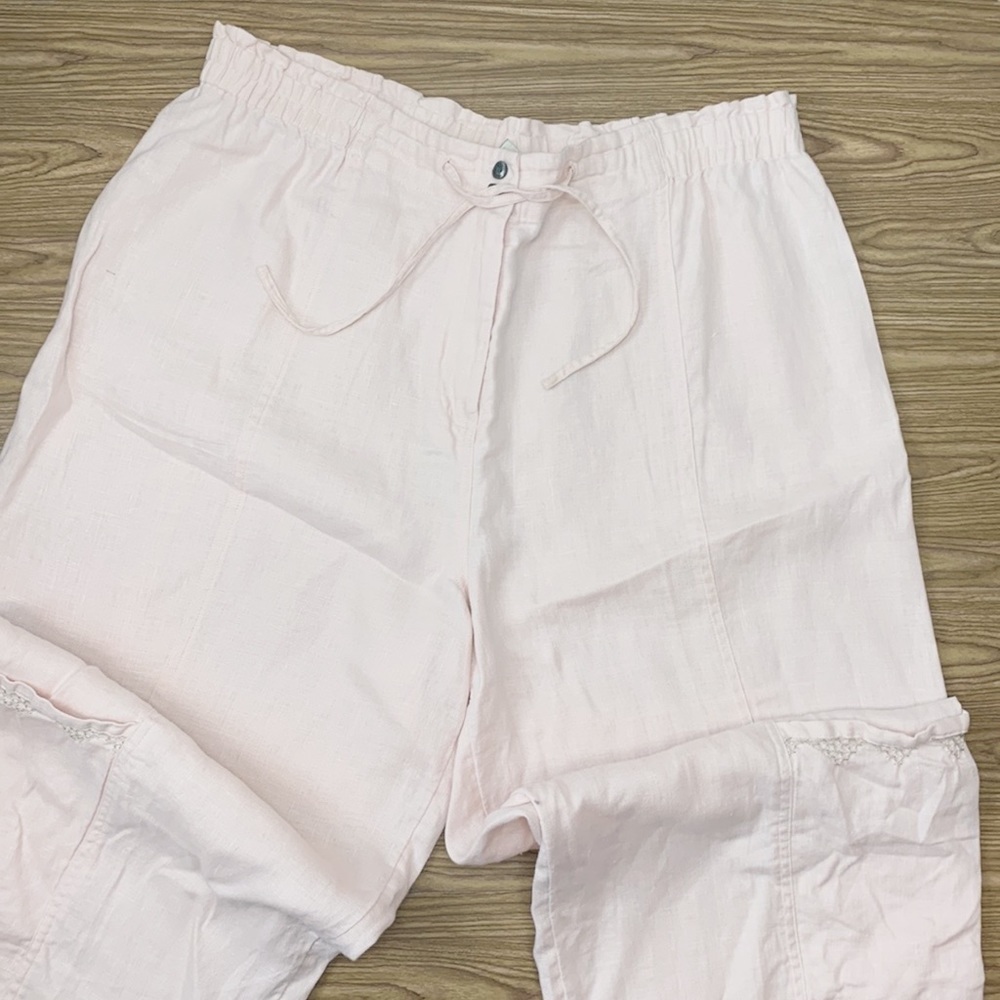 J. Jill pink Linen wide leg linen crop 18